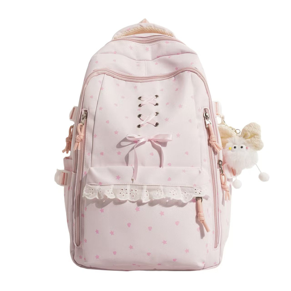 School Backpack with Lace-Up Detail