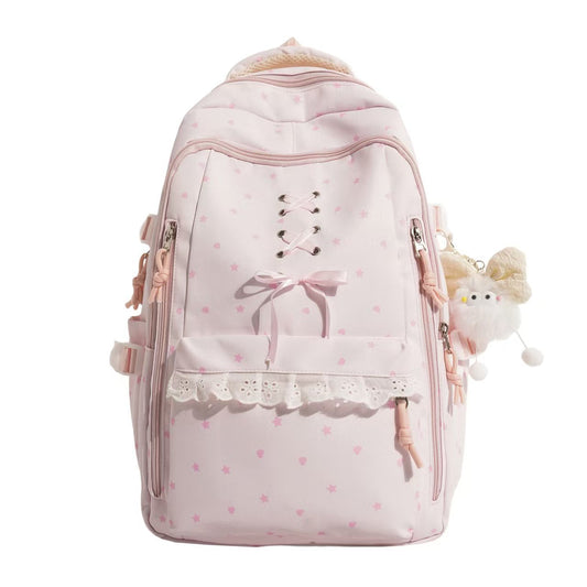 School Backpack with Lace-Up Detail