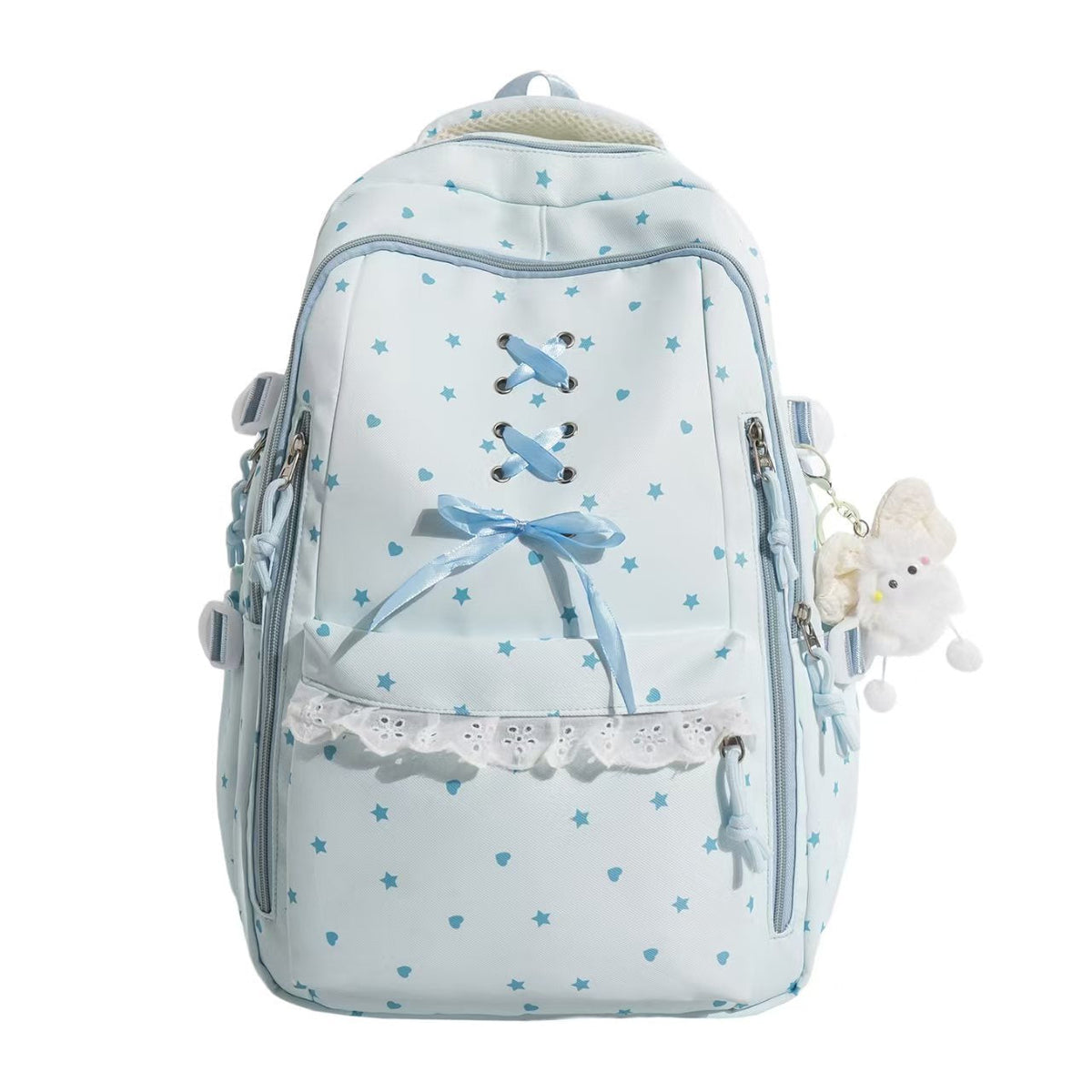 School Backpack with Lace-Up Detail