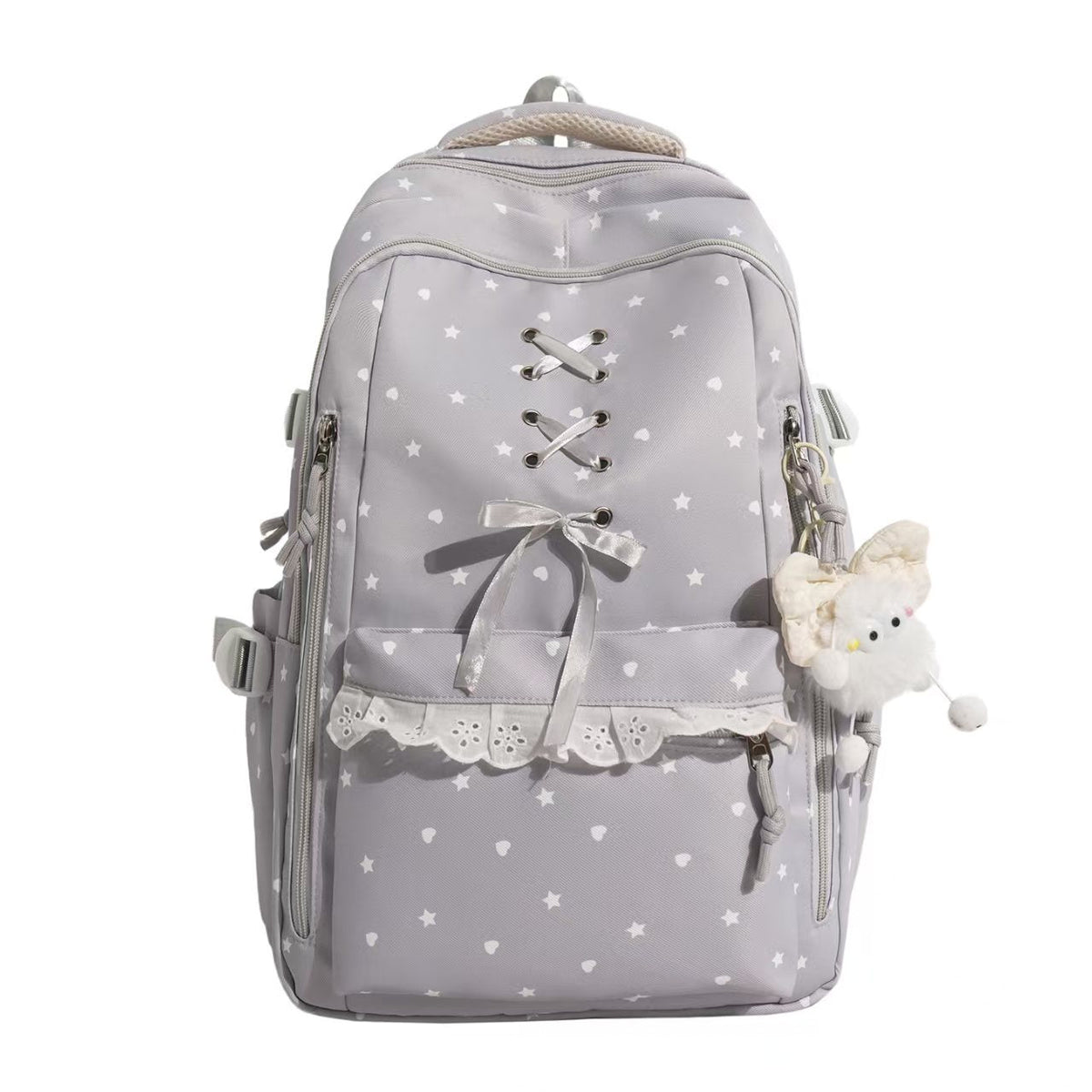 School Backpack with Lace-Up Detail