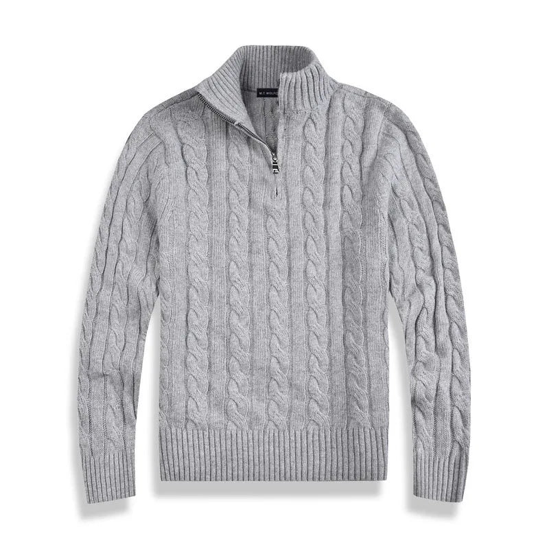 Image of Scott | Men's Cable Knit Quarter-Zip Sweater