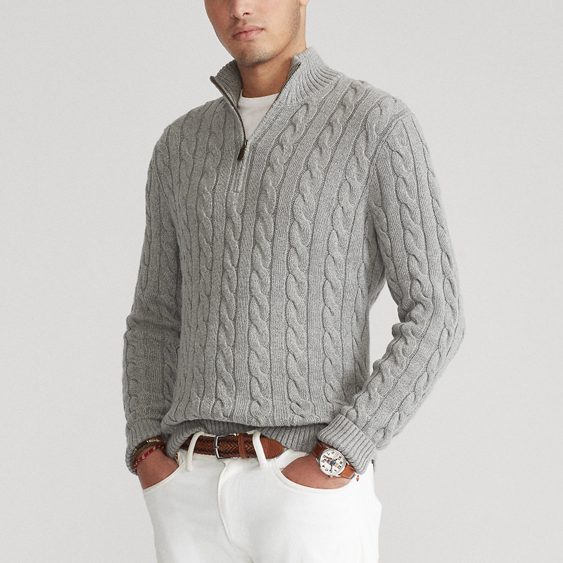 Image of Scott | Men's Cable Knit Quarter-Zip Sweater