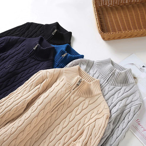 Image of Scott | Men's Cable Knit Quarter-Zip Sweater