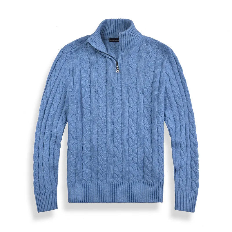 Image of Scott | Men's Cable Knit Quarter-Zip Sweater