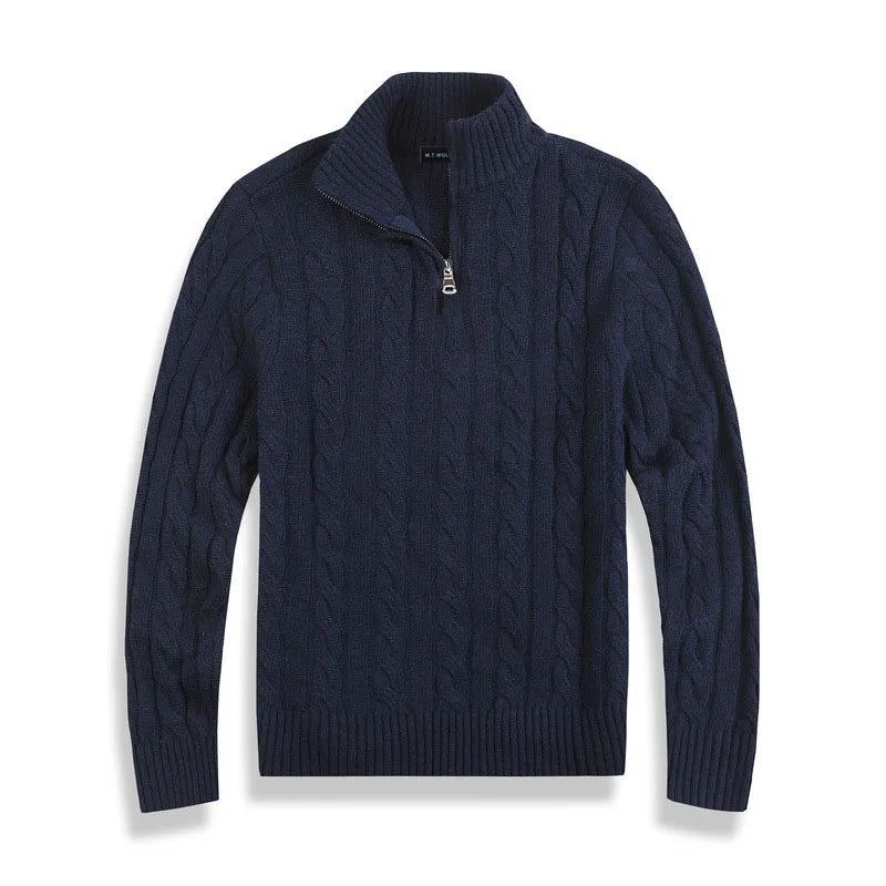 Image of Scott | Men's Cable Knit Quarter-Zip Sweater