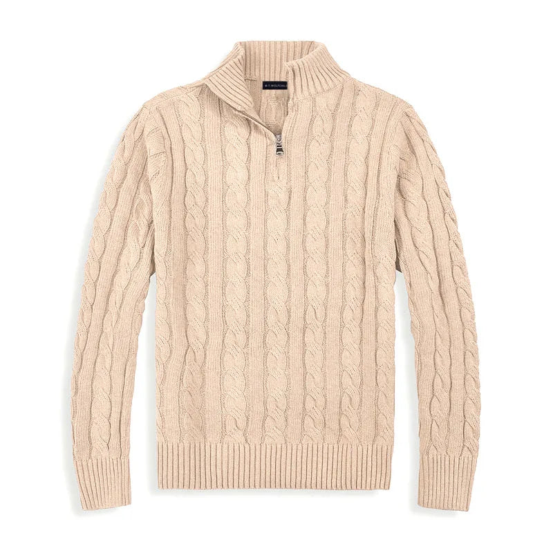 Image of Scott | Men's Cable Knit Quarter-Zip Sweater