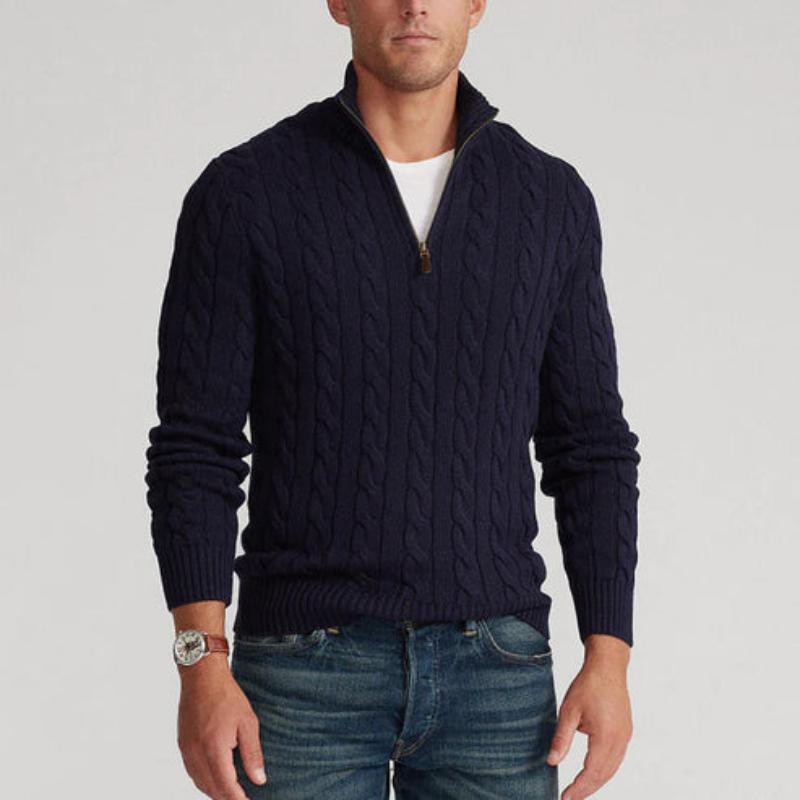 Image of Scott | Men's Cable Knit Quarter-Zip Sweater