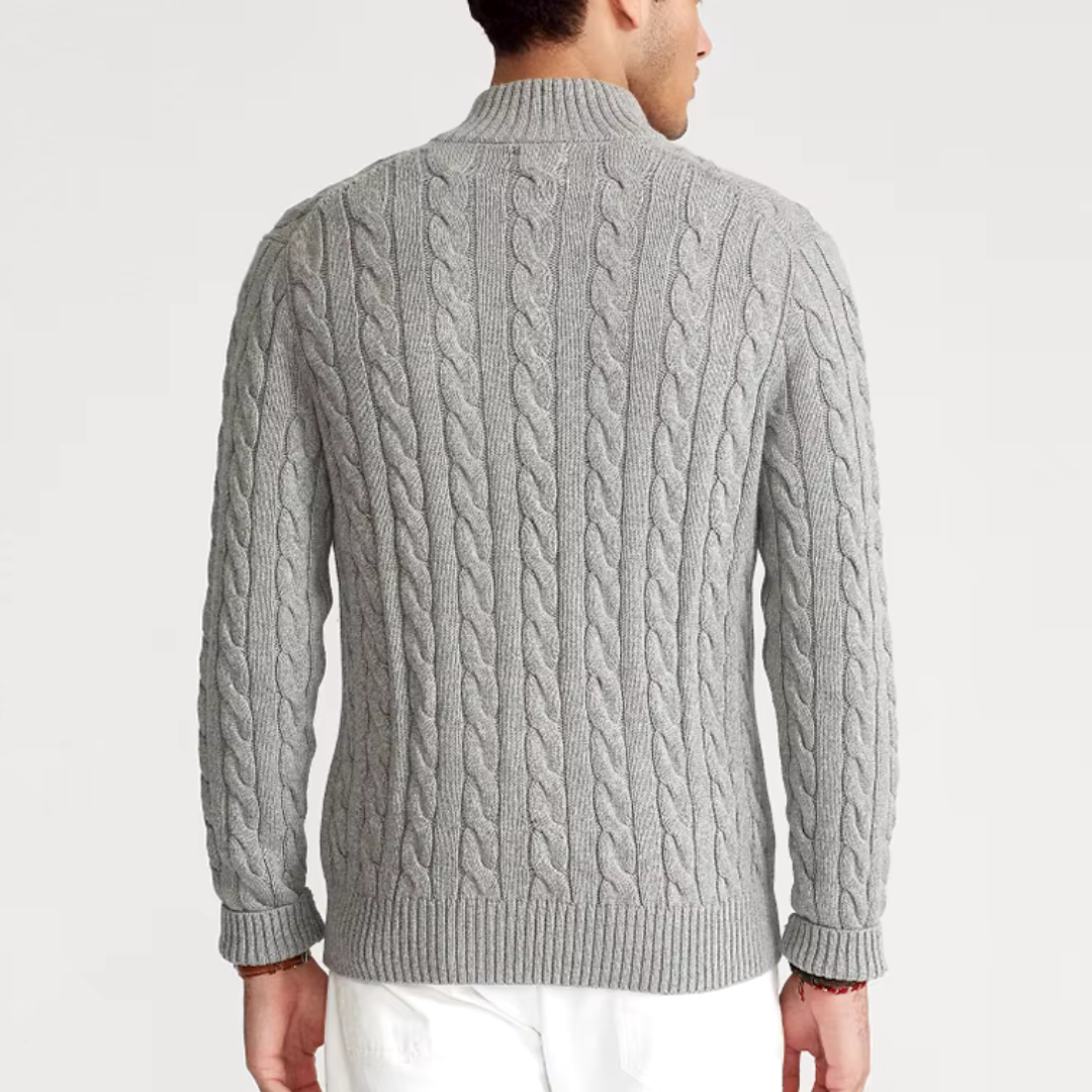 Image of Scott | Men's Cable Knit Quarter-Zip Sweater