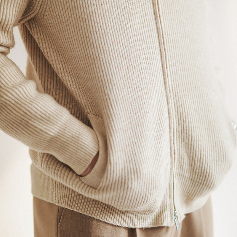 Image of Sebastian | Men's Zip-Up Ribbed Knit Sweater