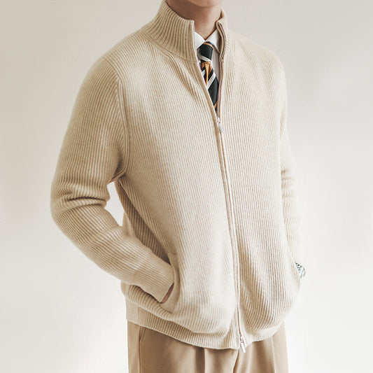 Image of Sebastian | Men's Zip-Up Ribbed Knit Sweater