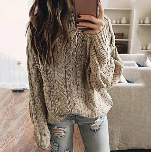 Selena | Women's Off the Shoulder Cable Knit Sweater - Image 1