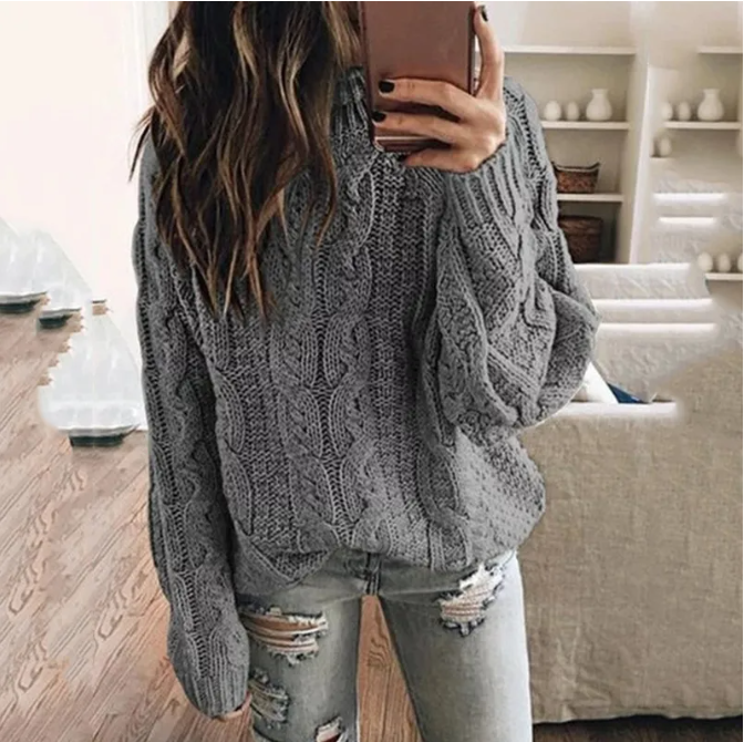 Selena | Women's Off the Shoulder Cable Knit Sweater - Image 1