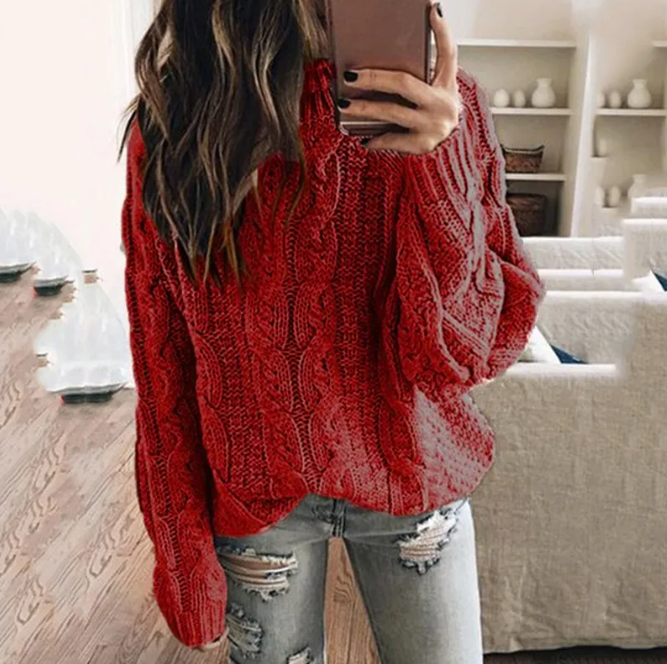 Selena | Women's Off the Shoulder Cable Knit Sweater - Image 2