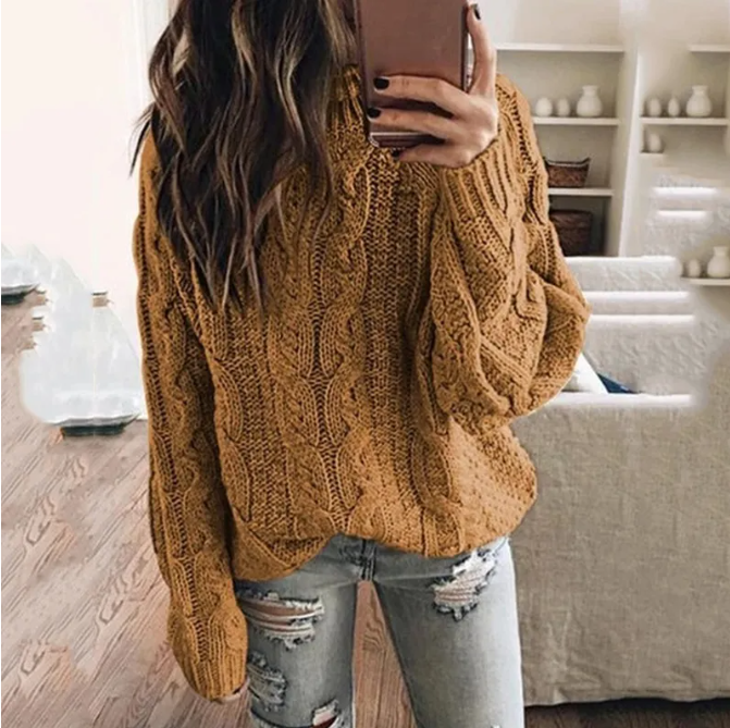 Selena | Women's Off the Shoulder Cable Knit Sweater - Image 3