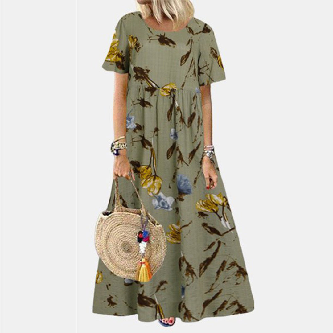 Image of Serena | Women's Short Sleeve A-Line Maxi Dress
