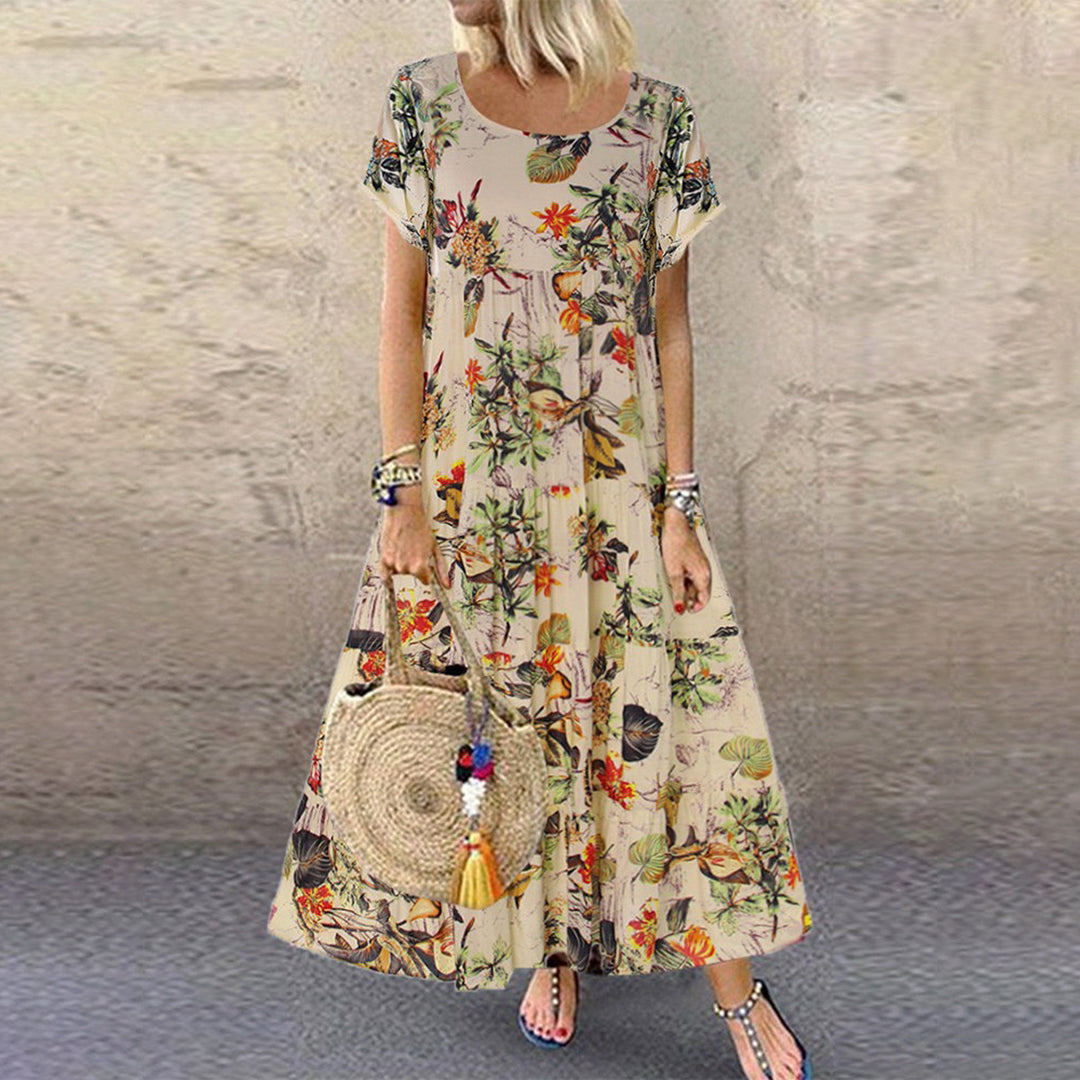 Image of Serena | Women's Short Sleeve A-Line Maxi Dress