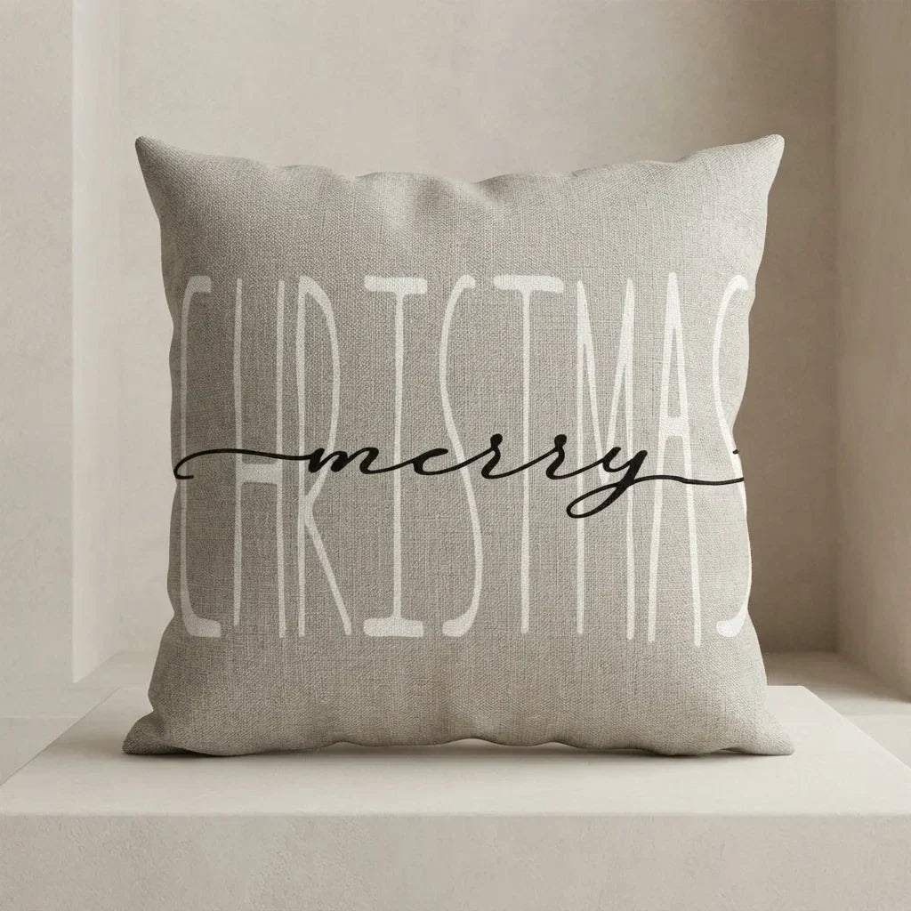 Set of 4 Christmas Pillow Covers with Hidden Zipper and Festive Woven Design