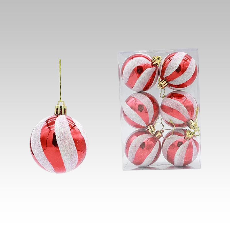 Set of 6 Christmas Tree Baubles with Decorative Patterns