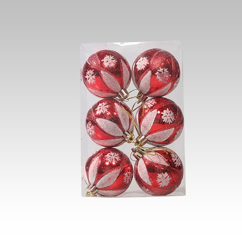 Set of 6 Christmas Tree Baubles with Decorative Patterns