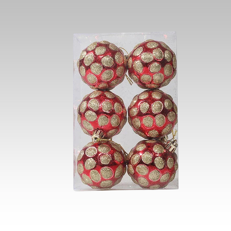Set of 6 Christmas Tree Baubles with Decorative Patterns