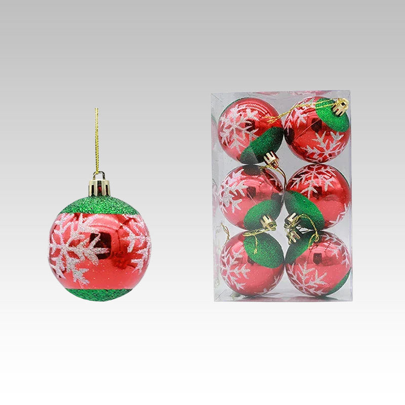 Set of 6 Christmas Tree Baubles with Decorative Patterns