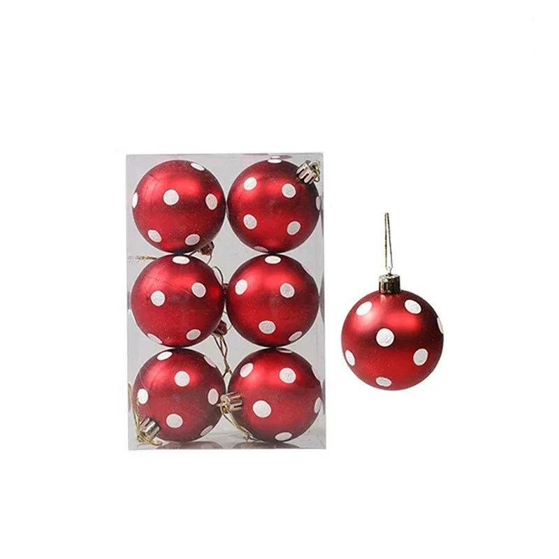 Set of 6 Christmas Tree Baubles with Decorative Patterns