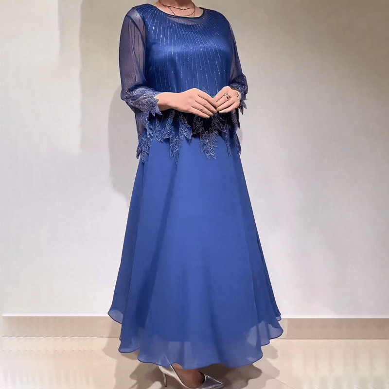 Shimmer Dress with Black Tulle Overlay - Formal Wedding Guest Cocktail Dress