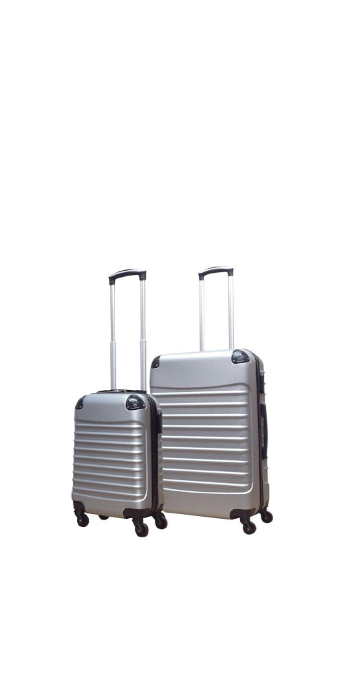 Silver Hard-Shell 2-Piece Travel Luggage Set