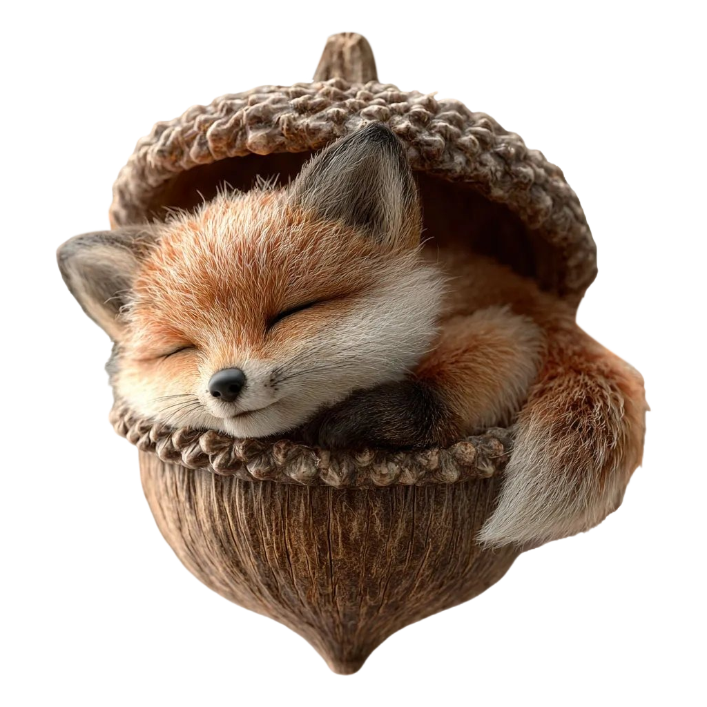 Sleeping Woodland Animal Acorn Resin LED Figurine Christmas Ornament