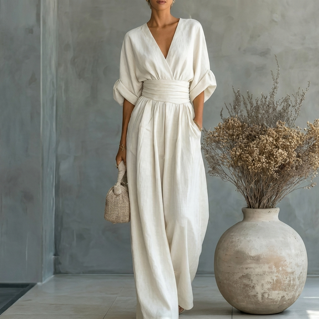 Slimming V-Neck Jumpsuit