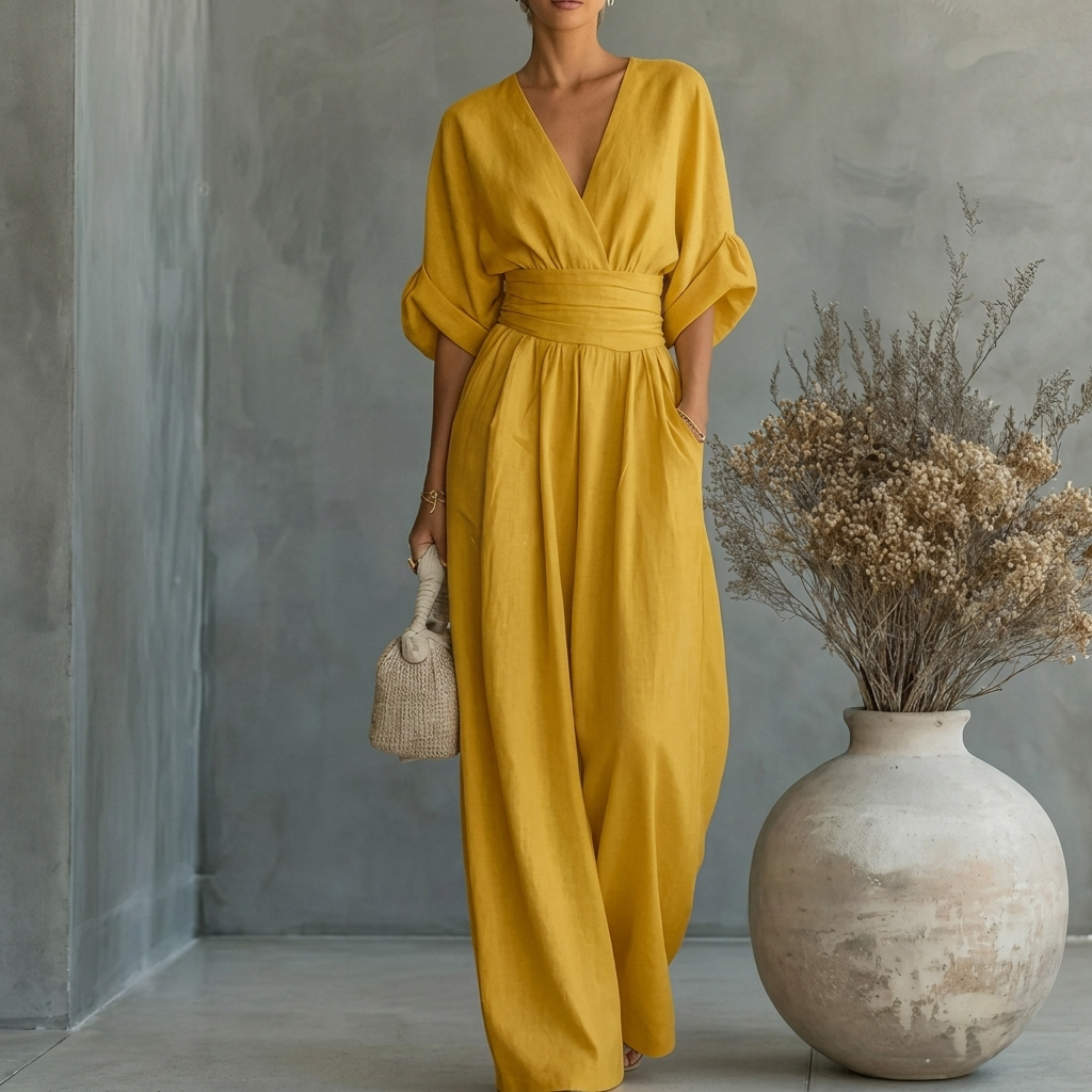 Slimming V-Neck Jumpsuit