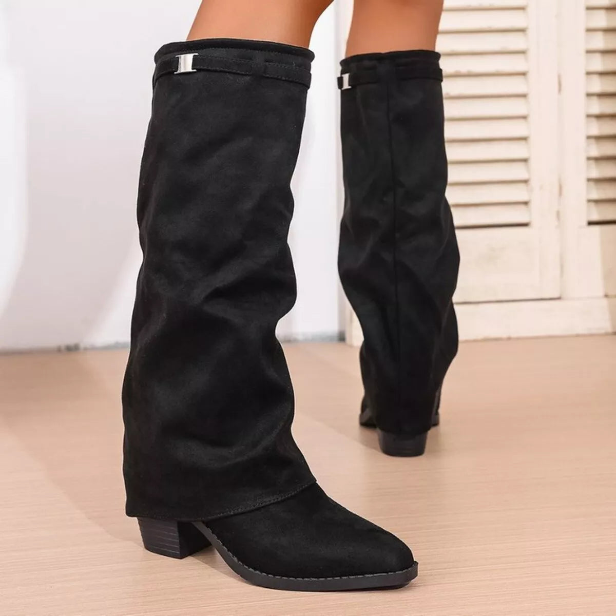 Image of Sloane | Women's Mid Calf Slouch Block Heel Boots