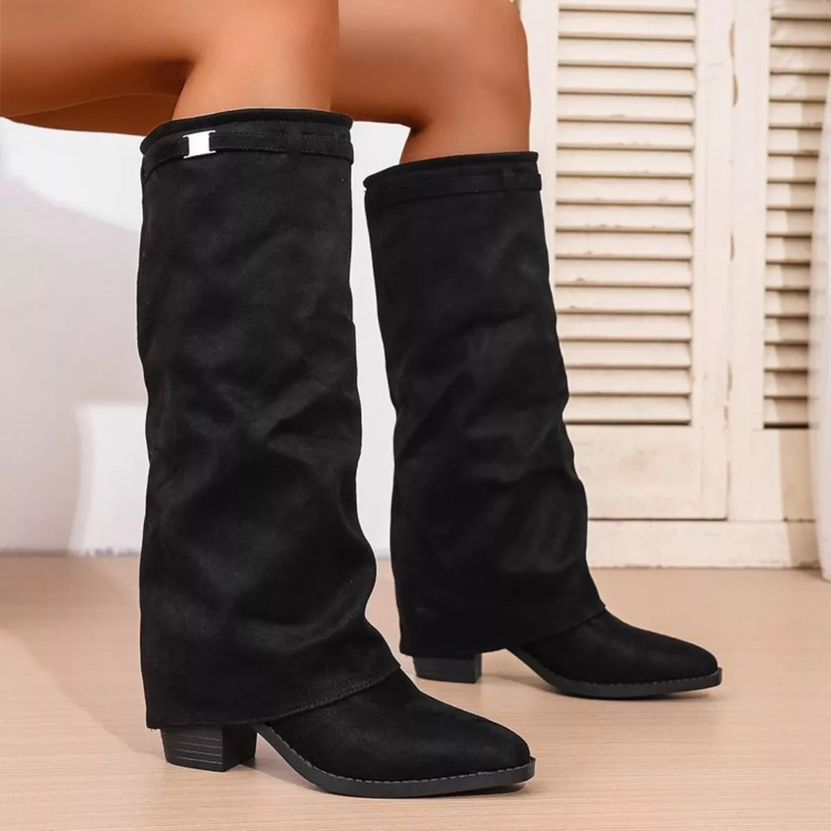 Image of Sloane | Women's Mid Calf Slouch Block Heel Boots