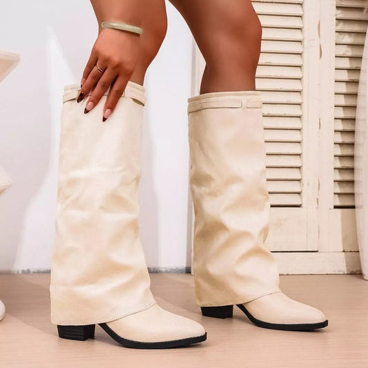 Image of Sloane | Women's Mid Calf Slouch Block Heel Boots