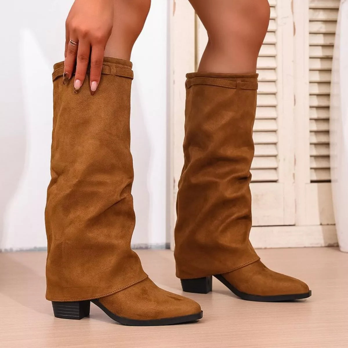 Image of Sloane | Women's Mid Calf Slouch Block Heel Boots