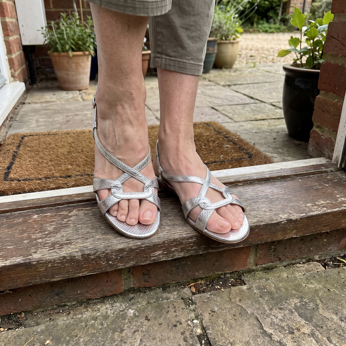 Snake-Effect Comfort Sandals