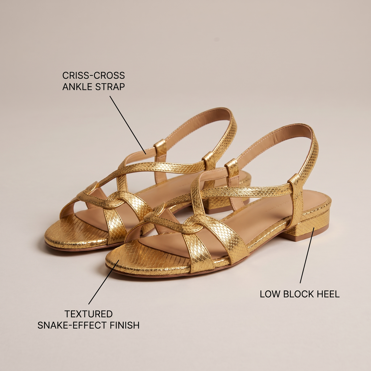 Snake-Effect Comfort Sandals