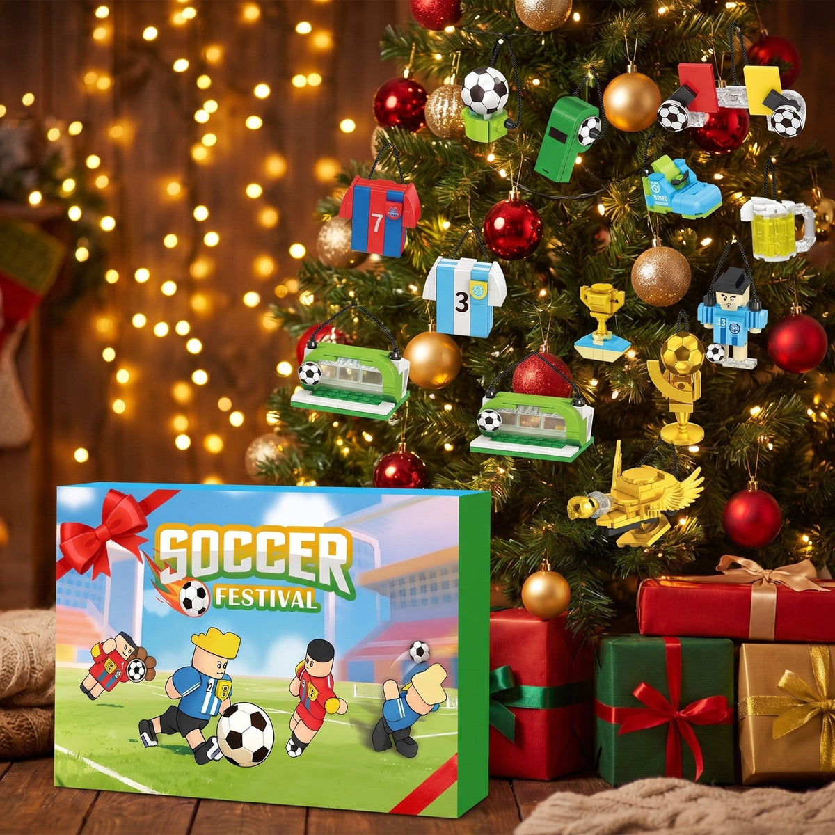 Soccer Advent Calendar, 600-Piece Brick Builds with Hanging Cords