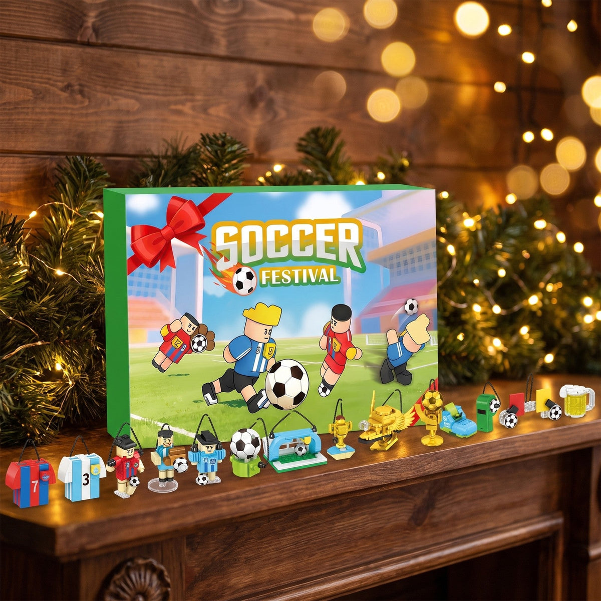 Soccer Advent Calendar, 600-Piece Brick Builds with Hanging Cords
