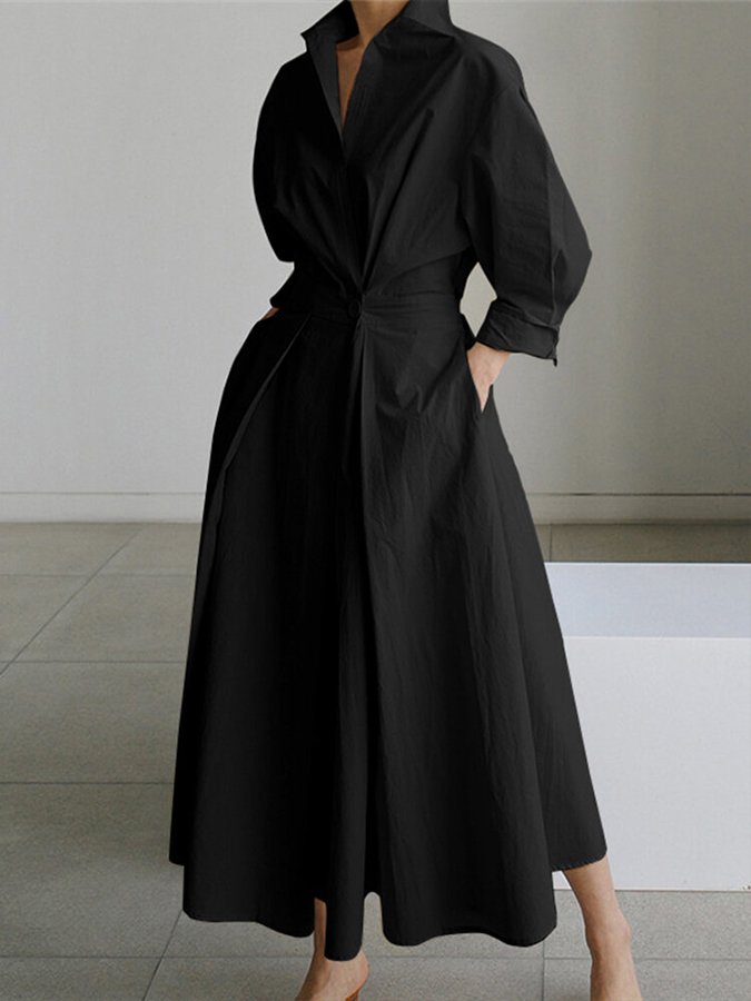 Image of Sofia | Women's Collared A-Line Midi Dress
