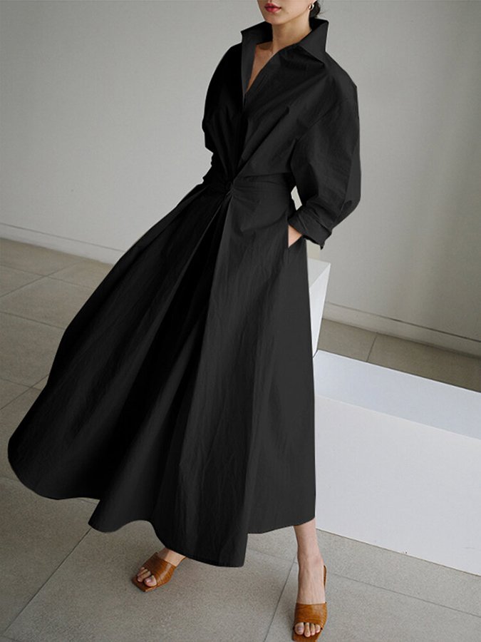Image of Sofia | Women's Collared A-Line Midi Dress