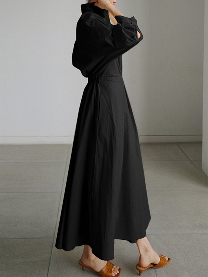 Image of Sofia | Women's Collared A-Line Midi Dress