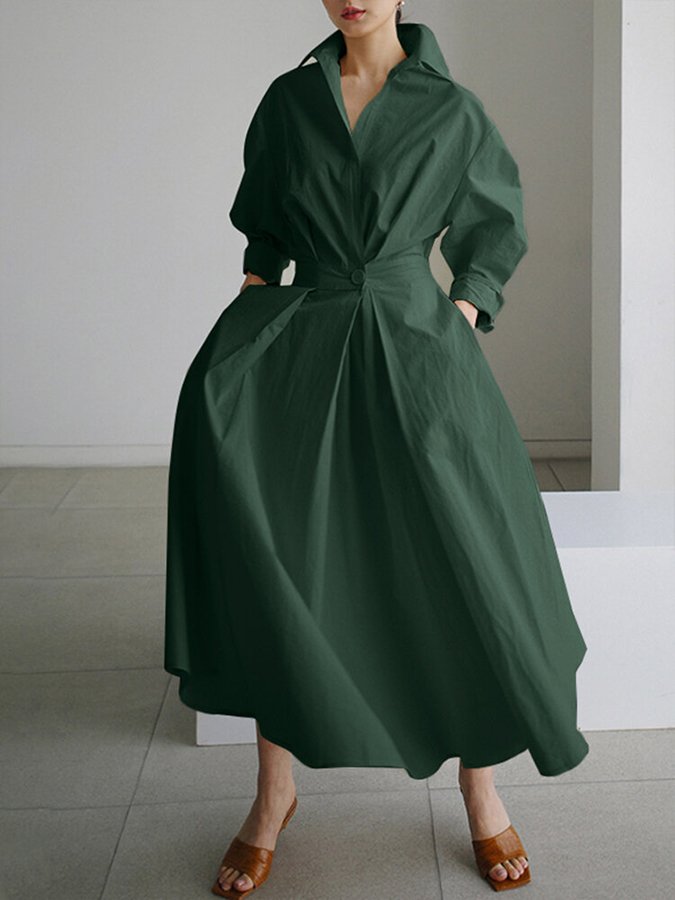 Image of Sofia | Women's Collared A-Line Midi Dress