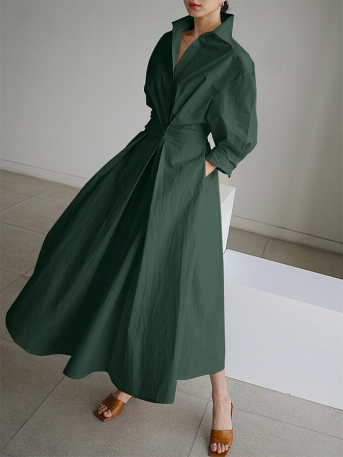 Image of Sofia | Women's Collared A-Line Midi Dress
