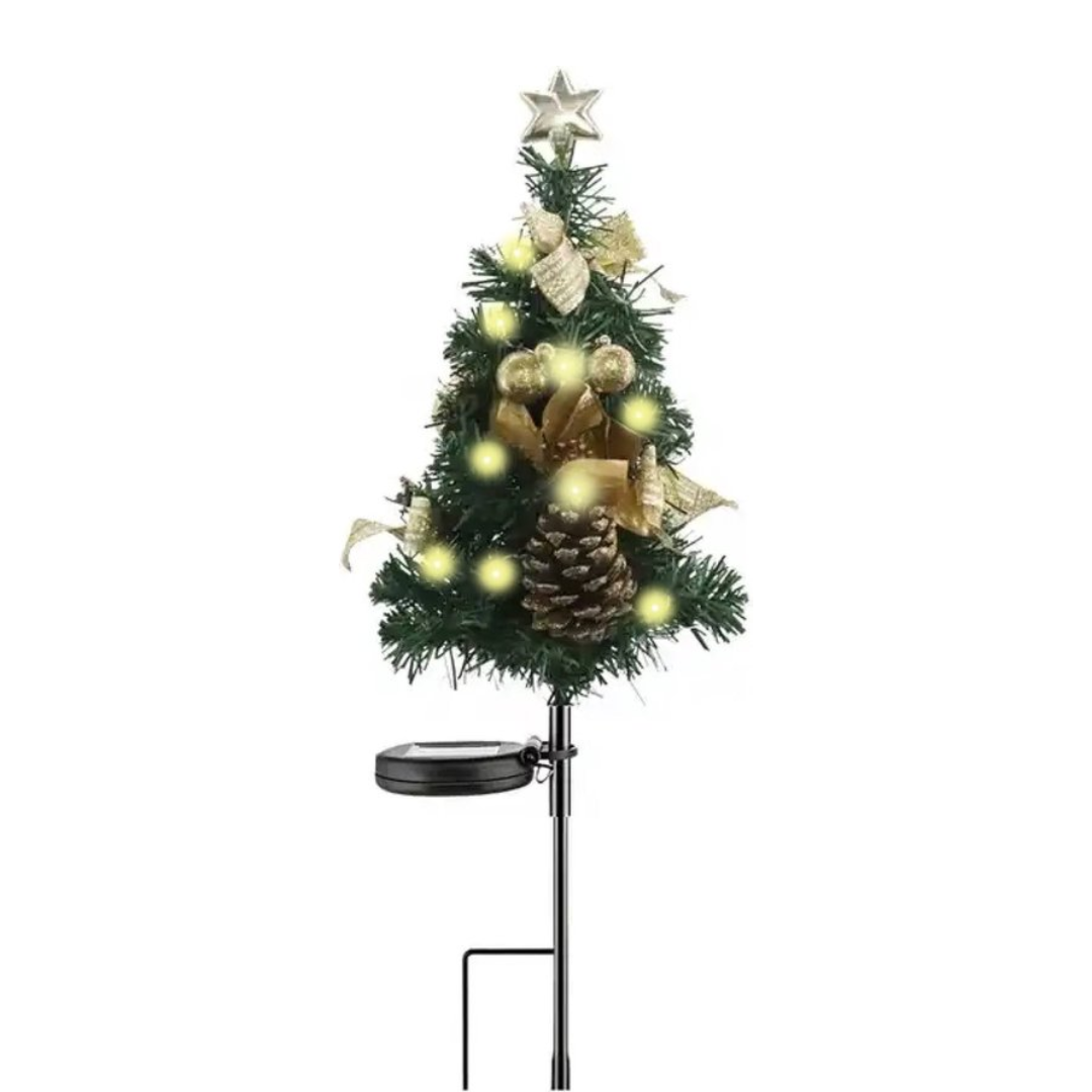 Solar-Powered Lighted Mini Christmas Tree