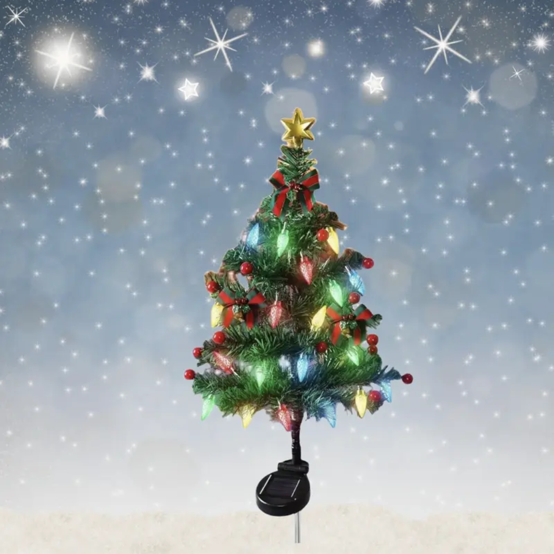 Solar-Powered Lighted Mini Christmas Tree