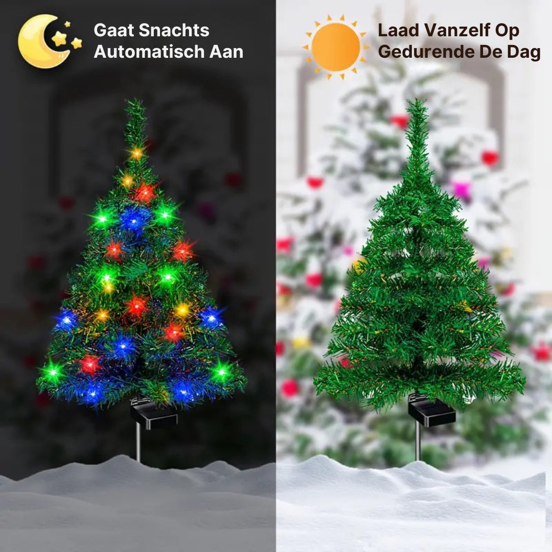 Solar-Powered Lighted Mini Christmas Tree