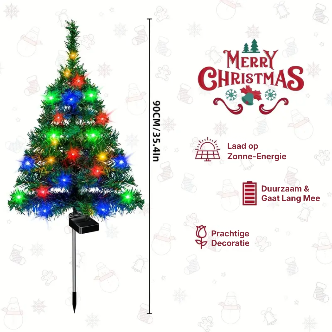 Solar-Powered Lighted Mini Christmas Tree