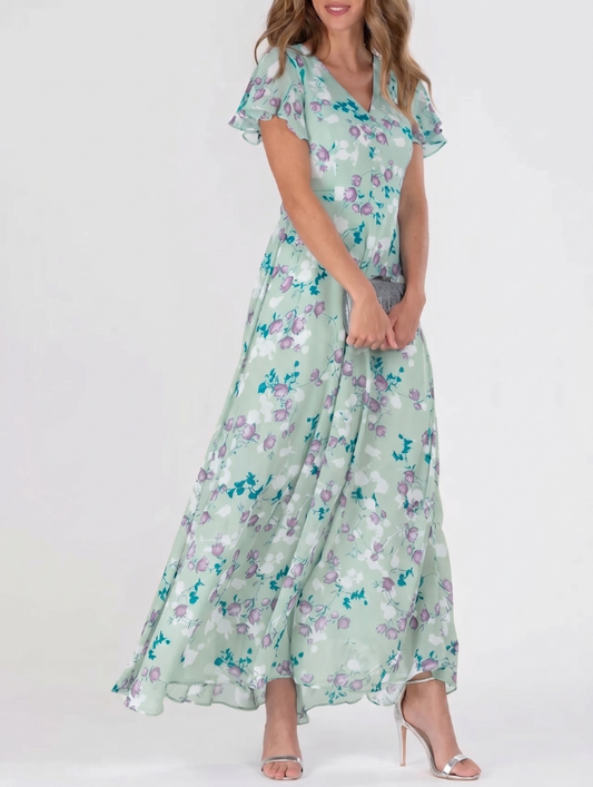 Sophia | Women's Floral V-Neck Maxi Dress - Image 1