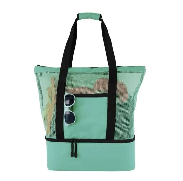 Spacious Waterproof Tote Bag with Stable Base and Open Mesh Design